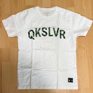 Quiksilver White Tee with Green Camouflage Logo